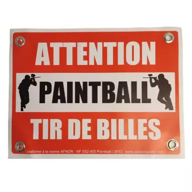 PANNEAU BACHE NF "ATTENTION TIR DE BILLES"